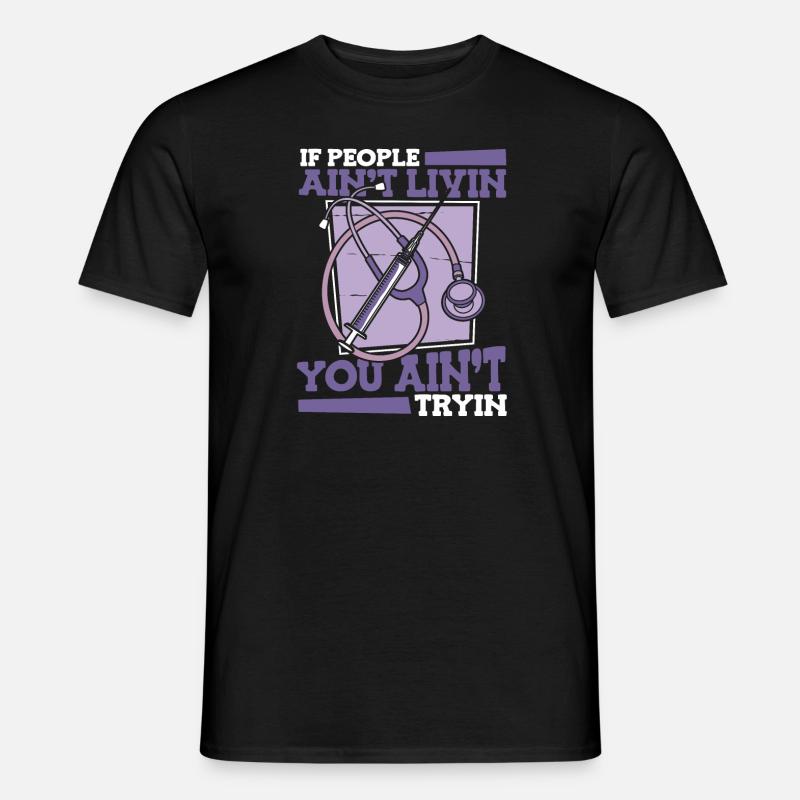 Krankenschwester Stethoskop - Männer T-Shirt - Schwarz