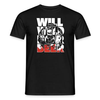 La soudeuse Schlosser Bier soudera pour la bière - T-shirt homme - noir - Devant - AI Model Male 178 light (178cm)