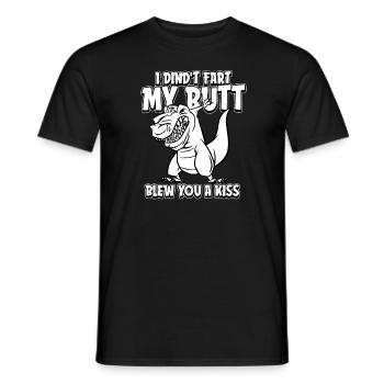 Dinosaur I Didn't Fart My Butt Blew You A Kiss - Men's T-Shirt - black - Front - AI Model Male 178 light (178cm)