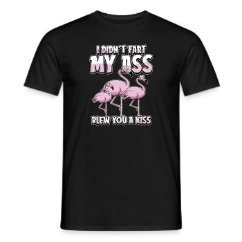 Flamant rose, je n’ai pas pété mes fesses, je t’ai soufflé un baiser - T-shirt homme - noir - Devant - AI Model Male 178 light (178cm)