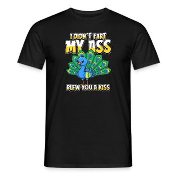 Peacock Bird I Didnt Fart My Butt Blew You A Kiss - Men's T-Shirt - black - Front - AI Model Male 178 light (178cm)
