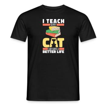 Professeur Pédagogue Chat - T-shirt homme - noir - Devant - AI Model Male 178 light (178cm)