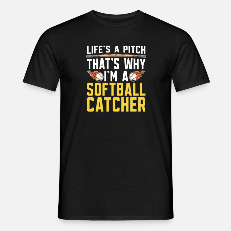 Softball Fänger - Männer T-Shirt - Schwarz