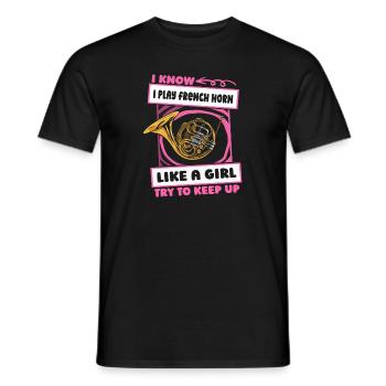 Hornist French Horn Mädchen - Männer T-Shirt - Schwarz - Vorne - AI Model Male 178 light (178cm)