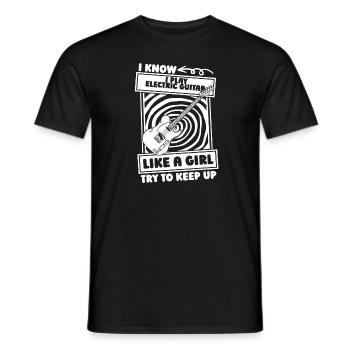 Guitare électrique Guitare électrique Fille - T-shirt homme - noir - Devant - AI Model Male 178 light (178cm)