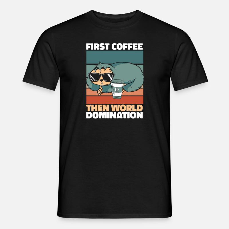 Faultier Kaffee - Männer T-Shirt - Schwarz