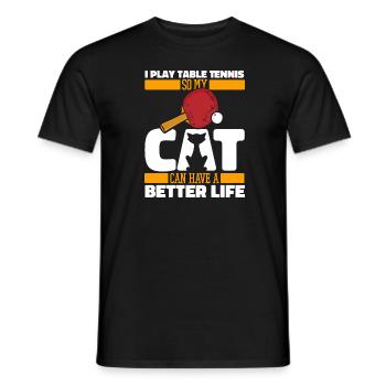 Table Tennis Ping-Pong Cat - Men's T-Shirt - black - Front - AI Model Male 178 light (178cm)