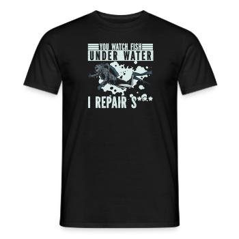 Diving Diver Funny Commercial Diving - Men's T-Shirt - black - Front - AI Model Male 178 light (178cm)