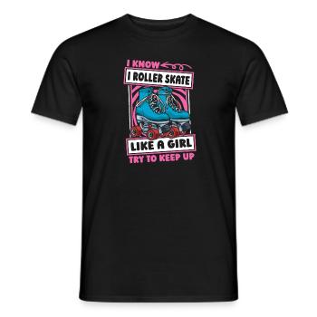 Rollschuhe Rollschuhlaufen - Männer T-Shirt - Schwarz - Vorne - AI Model Male 178 light (178cm)