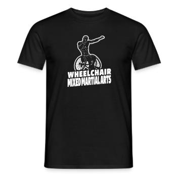 Fauteuil roulant d’arts martiaux mixtes - T-shirt homme - noir - Devant - AI Model Male 178 light (178cm)