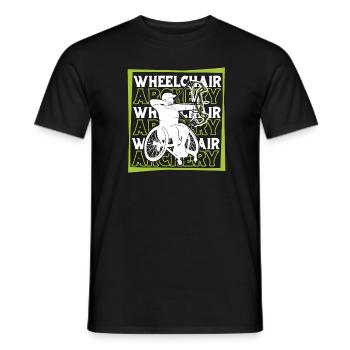 Tiro con l'arco Archery Archer Sedia a rotelle - T-shirt uomo - nero - Fronte - AI Model Male 178 light (178cm)