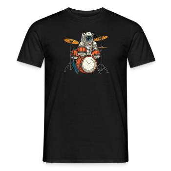 Schlagzeug Drummer Schlagzeuger Astronaut - Männer T-Shirt - Schwarz - Vorne - AI Model Male 178 light (178cm)
