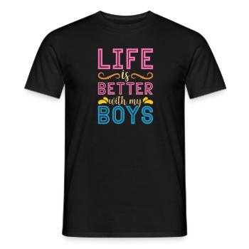 Mom Mutter Jungen Life Is Better With My Boys - Men's T-Shirt - black - Front - AI Model Male 178 light (178cm)