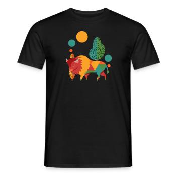 Bison Büffel Bunt - Männer T-Shirt - Schwarz - Vorne - AI Model Male 178 light (178cm)