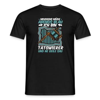 Tätowierer Tattoo Morgens Mde Abends Blau - Männer T-Shirt - Schwarz - Vorne - AI Model Male 178 light (178cm)