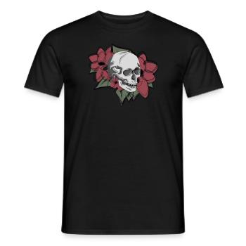 Skull in flowers - Men's T-Shirt - black - Front - AI Model Male 178 light (178cm)
