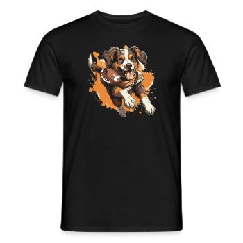 Chien de football américain - T-shirt homme - noir - Devant - AI Model Male 178 light (178cm)