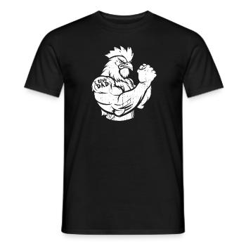 Poulet poule biceps tatouage j’aime papa - T-shirt homme - noir - Devant - AI Model Male 178 light (178cm)