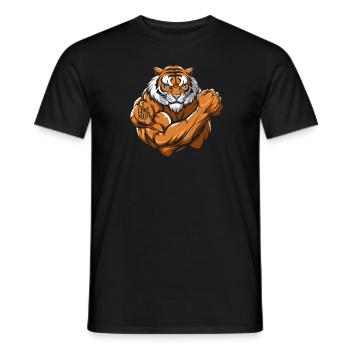 Tiger Biceps Tattoo I Love Mom - Men's T-Shirt - black - Front - AI Model Male 178 light (178cm)