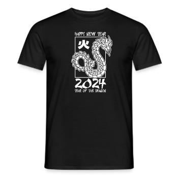 Année du Dragon 2024 - T-shirt homme - noir - Devant - AI Model Male 178 light (178cm)