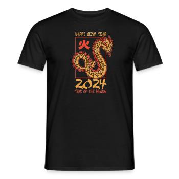 Année du Dragon 2024 - T-shirt homme - noir - Devant - AI Model Male 178 light (178cm)