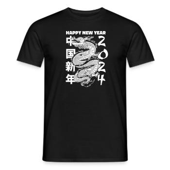 Année du Dragon 2024 - T-shirt homme - noir - Devant - AI Model Male 178 light (178cm)