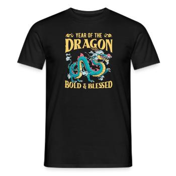 Année du Dragon 2024 - T-shirt homme - noir - Devant - AI Model Male 178 light (178cm)