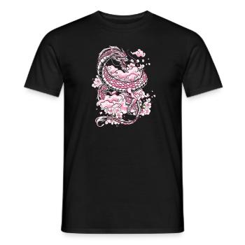 Année du Dragon 2024 Dragon en fleurs de cerisier - T-shirt homme - noir - Devant - AI Model Male 178 light (178cm)