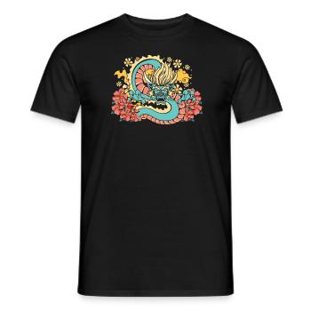 Fleurs de l’année du Dragon 2024 - T-shirt homme - noir - Devant - AI Model Male 178 light (178cm)
