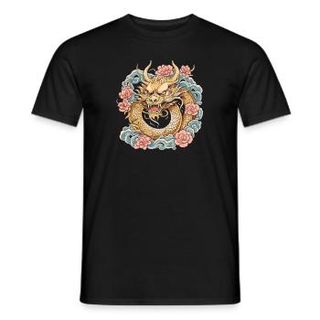 Rose de l’Année du Dragon 2024 - T-shirt homme - noir - Devant - AI Model Male 178 light (178cm)