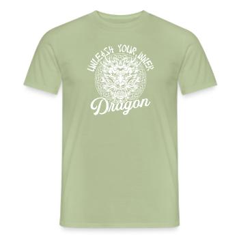 Jahr Des Drachen 2024 - Männer T-Shirt - Sage - Vorne - AI Model Male 178 light (178cm)