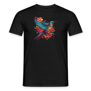 Kolibri Blumen Blumenvogel - Männer T-Shirt - Schwarz - Vorne - AI Model Male 178 light (178cm)