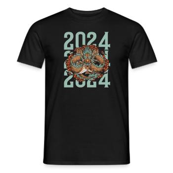 Année du Dragon 2024 - T-shirt homme - noir - Devant - AI Model Male 178 light (178cm)