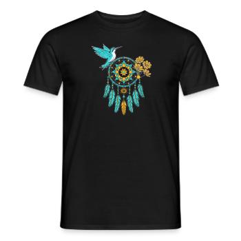 Hummingbird Dreamcatcher Bird - Men's T-Shirt - black - Front - AI Model Male 178 light (178cm)