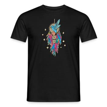 Hummingbird Dreamcatcher Bird - Men's T-Shirt - black - Front - AI Model Male 178 light (178cm)