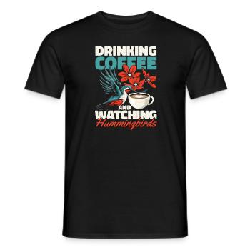 Hummingbird Coffee Bird - Men's T-Shirt - black - Front - AI Model Male 178 light (178cm)