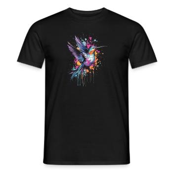 Kolibri Watercolor Hummingbird - Männer T-Shirt - Schwarz - Vorne - AI Model Male 178 light (178cm)