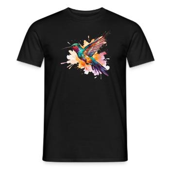 Kolibri Watercolor Hummingbird - Männer T-Shirt - Schwarz - Vorne - AI Model Male 178 light (178cm)