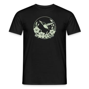 Kolibri Blumen - Männer T-Shirt - Schwarz - Vorne - AI Model Male 178 light (178cm)