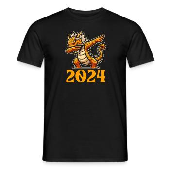 Année du Dragon 2024 - T-shirt homme - noir - Devant - AI Model Male 178 light (178cm)