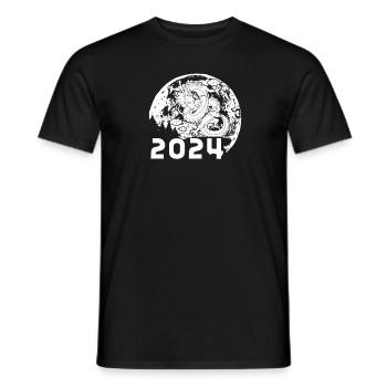Année du Dragon 2024 - T-shirt homme - noir - Devant - AI Model Male 178 light (178cm)
