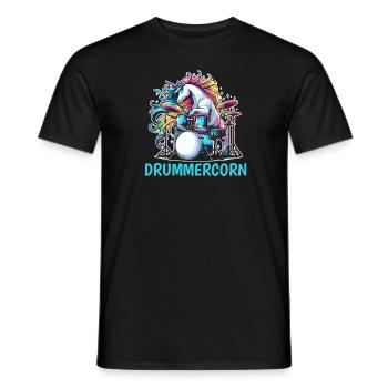 Schlagzeug Drummer Schlagzeuger Einhorn - Männer T-Shirt - Schwarz - Vorne - AI Model Male 178 light (178cm)