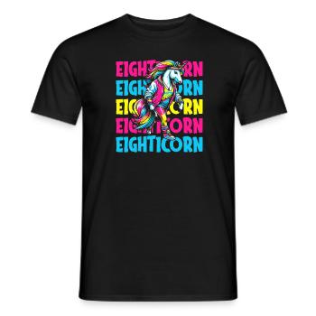 80s Achtziger Einhorn Eighticorn - Männer T-Shirt - Schwarz - Vorne - AI Model Male 178 light (178cm)