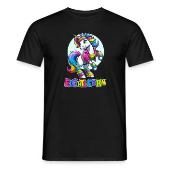 80s Achtziger Einhorn Eighticorn - Männer T-Shirt - Schwarz - Vorne - AI Model Male 178 light (178cm)