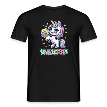 Volleyball Volleyballer Einhorn Vollicorn - Männer T-Shirt - Schwarz - Vorne - AI Model Male 178 light (178cm)