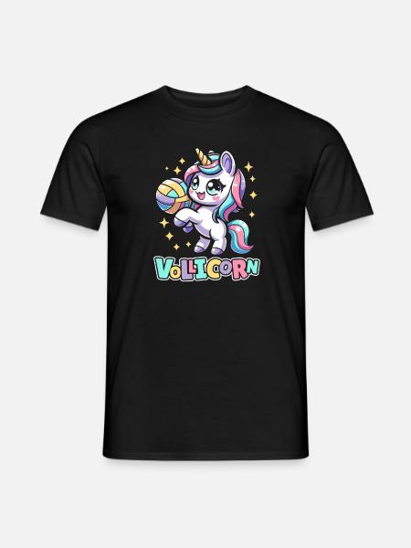 Volleyball Volleyballer Einhorn Vollicorn - Männer T-Shirt - Schwarz