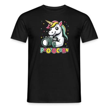 Fotograf Fotografie Kamera Einhorn Photocorn - Männer T-Shirt - Schwarz - Vorne - AI Model Male 178 light (178cm)