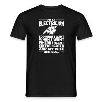 Electrician, Electronics Technician - Men's T-Shirt - black - Front - AI Model Male 178 light (178cm)
