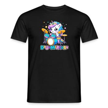 Schlagzeug Drummer Schlagzeuger Einhorn - Männer T-Shirt - Schwarz - Vorne - AI Model Male 178 light (178cm)