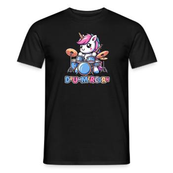 Schlagzeug Drummer Schlagzeuger Einhorn - Männer T-Shirt - Schwarz - Vorne - AI Model Male 178 light (178cm)